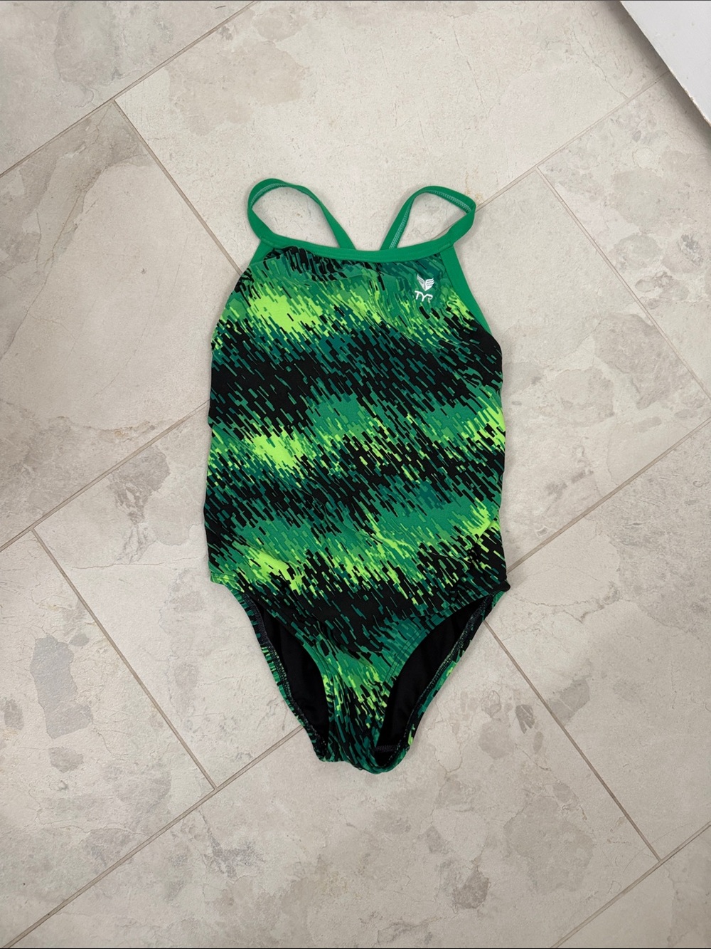 TYR Green & Black Girls' Patterned One-Piece Swimsuit